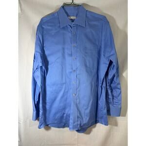 Joseph Abboud Men's Cotton Button Up Long Sleeve Shirt Blue Collar 18 1/2 34/35